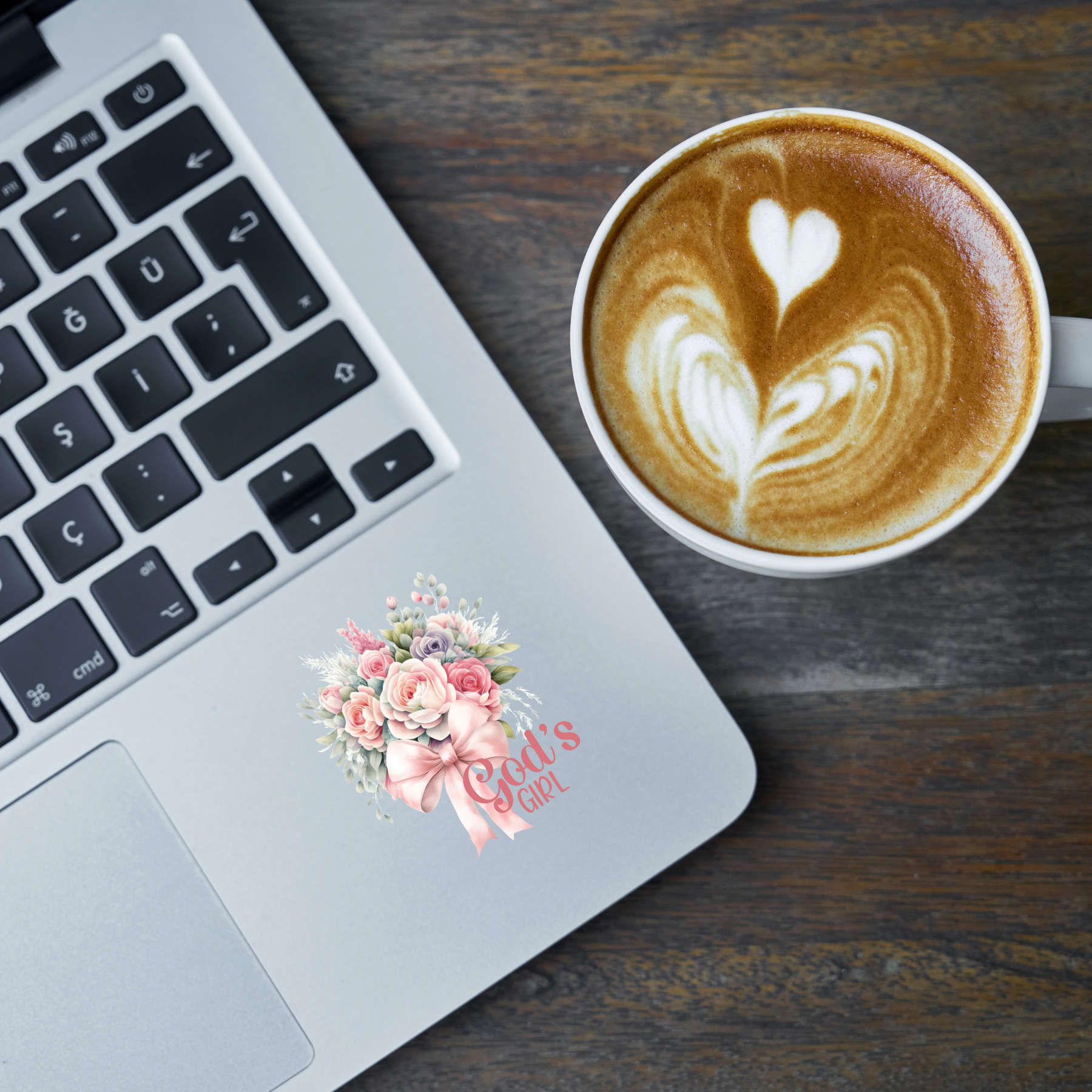 Die-Cut Stickers - God's Girl Floral Bouquet 3 Inch Sticker, Christian, Coquette, Girly, Demure, Cutesy