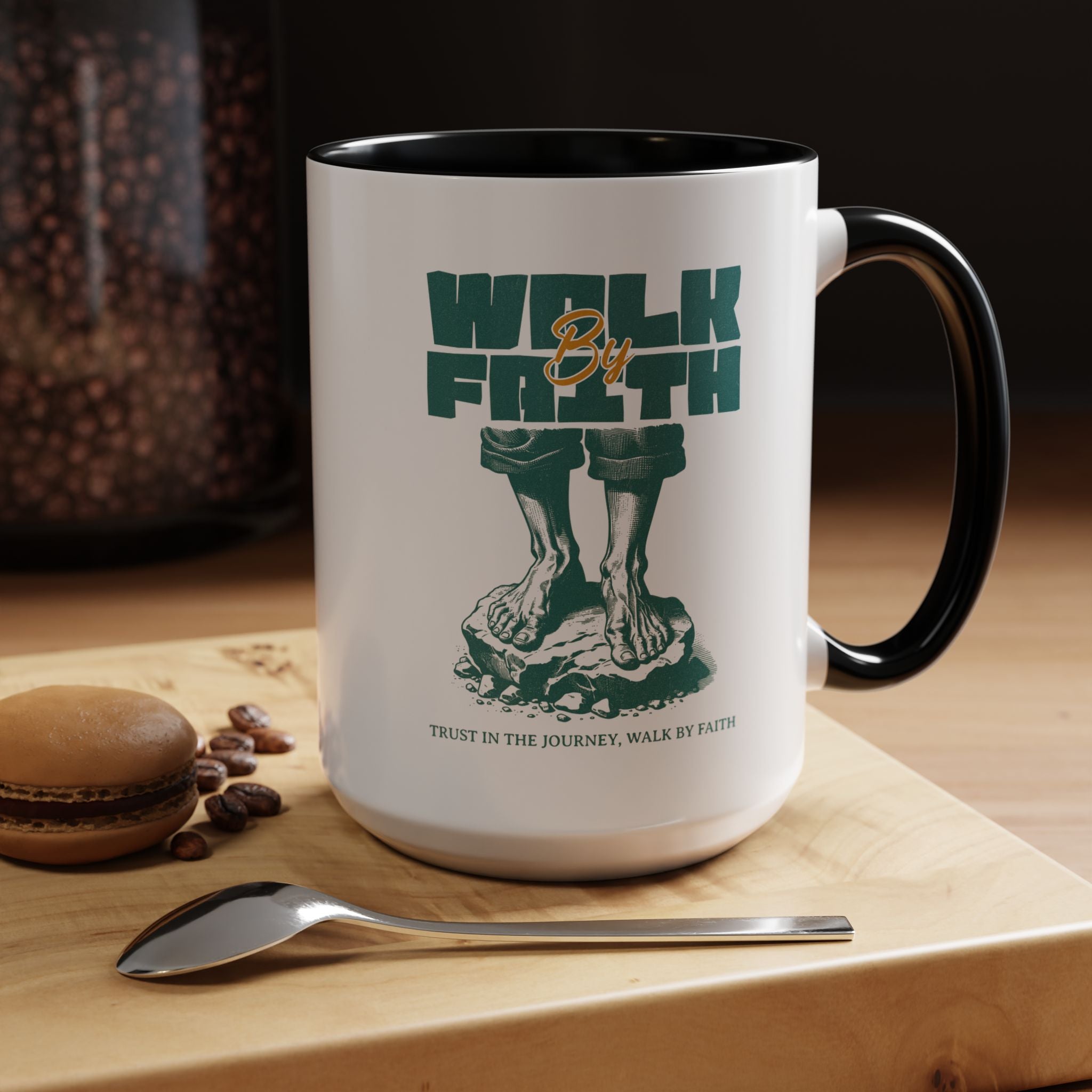 Coffee Mug - Walk By Faith, 15oz Christian Bible Verse