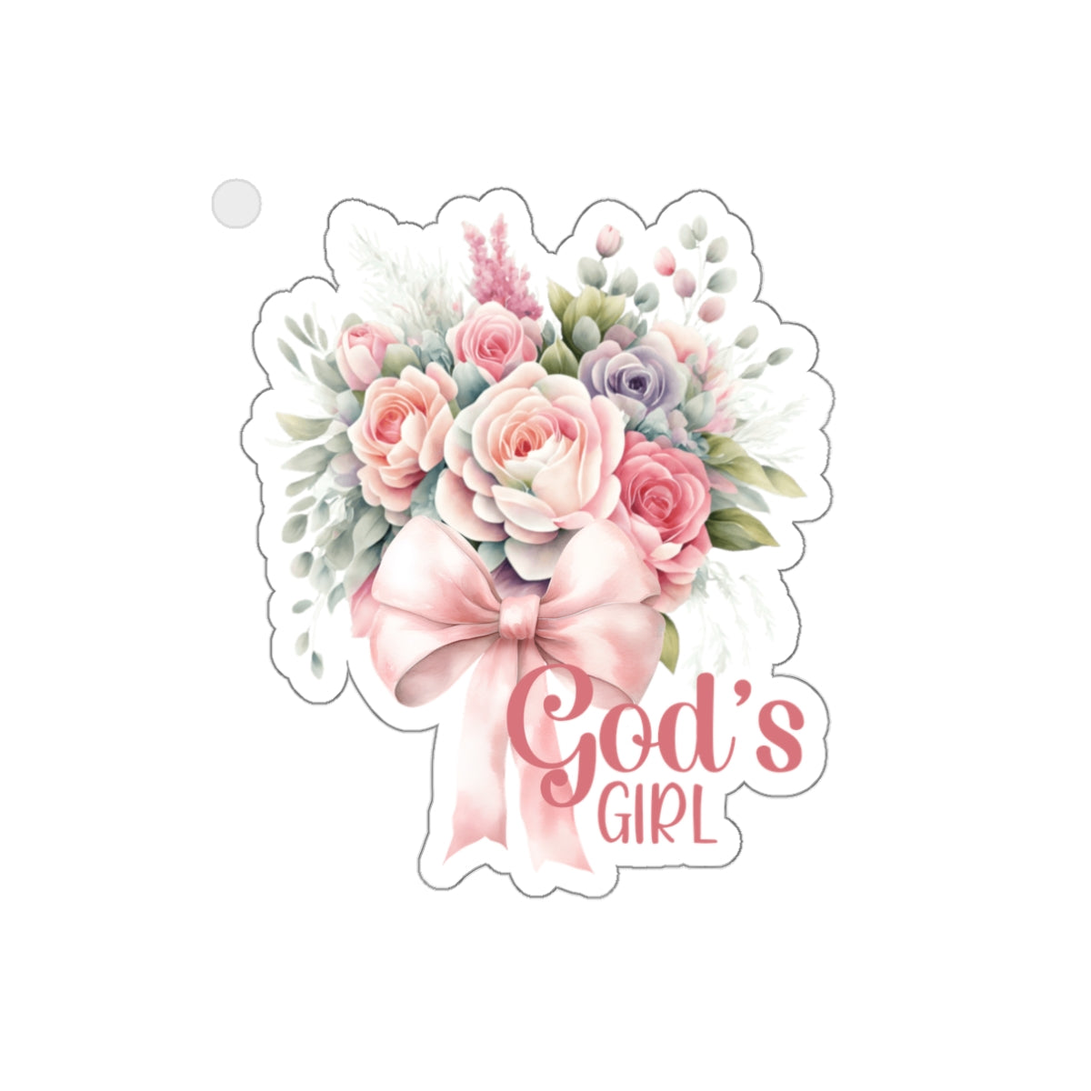 Die-Cut Stickers - God's Girl Floral Bouquet 3 Inch Sticker, Christian, Coquette, Girly, Demure, Cutesy