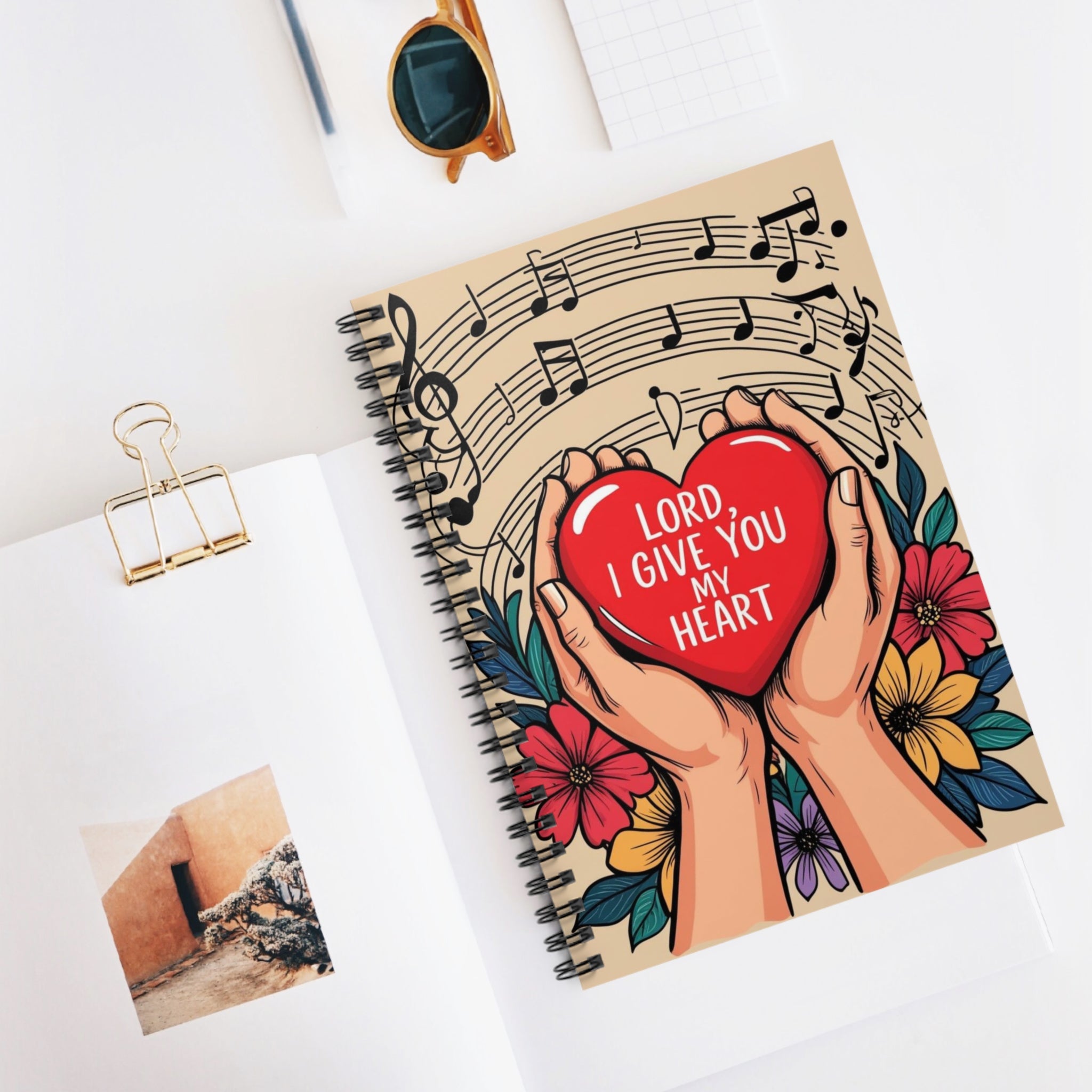 Christian Worship Spiral Notebook - Lord I Give You My Heart